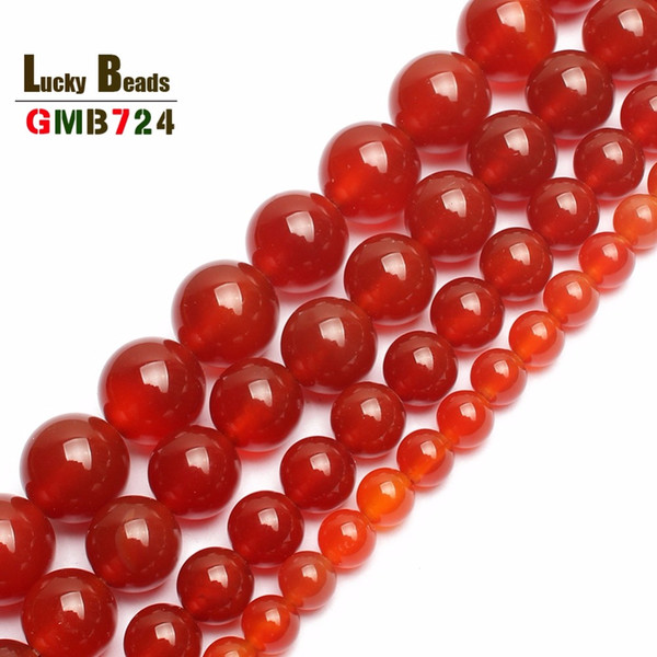 loose Natural Stone Round Red Carnelian Onyx Loose Beads For Jewelry Making Bracelet 15.5