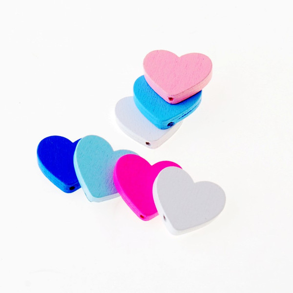 Fashion Jewelry Free Shipping 20pcs Wooden Beads Lovely Heart Styles Spacer Beading Wood Beads Toys For Baby DIY Crafts Kids Toys 21x24mm