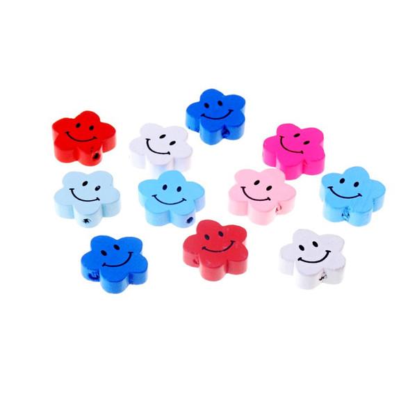 spacer Free Shipping 20pcs Wooden Lovely Flower Styles Spacer Beading Wood Beads Toys For Baby DIY Crafts Kids Toys 20x19mm