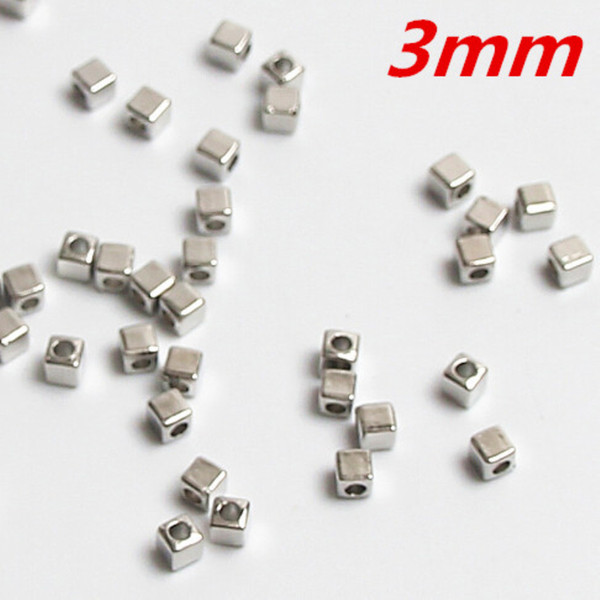 Cheap Beads 500pcs 3mm silver Acrylic Square Cube Spacer Beads For Jewelry Making DIY Necklace Bracelet