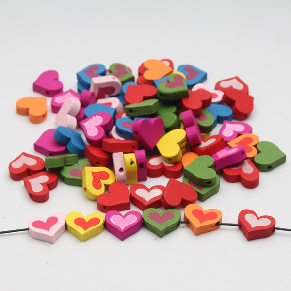 beaded tiara Wood Beads 17mm Lovely Heart Jewelry For Baby Puzzle DIY Kids Toys 50pcs Spacer Beading Wooden Beads