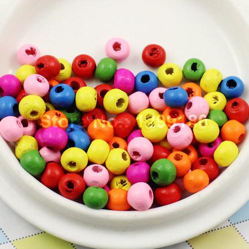 1000pcs/lot Wholesale Colorful Lead-free for Bracelet/Necklace 6mm Hole:2.5mm(K01672) round wood beads