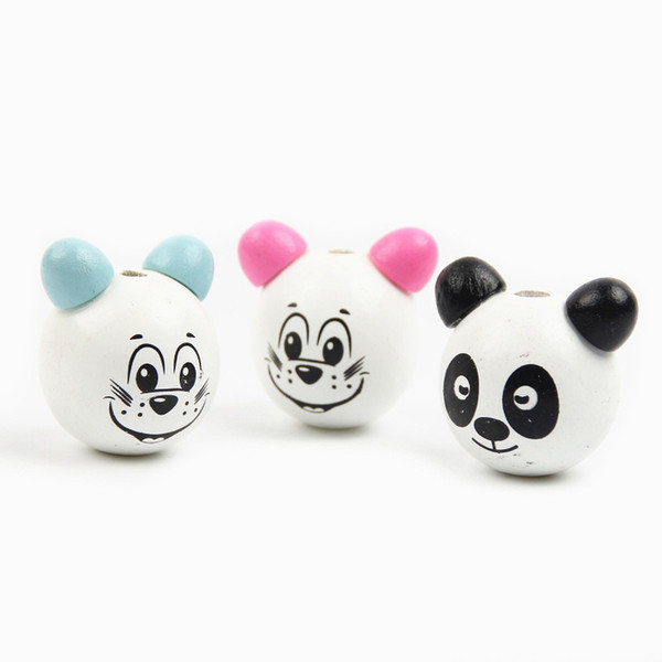 Fashion Jewelry 20Pcs Wooden Beads DIY 3D Panda Smiling Face Wood Beads For Jewelry Making Children Toys Pacifier Clip Attachme Accessories