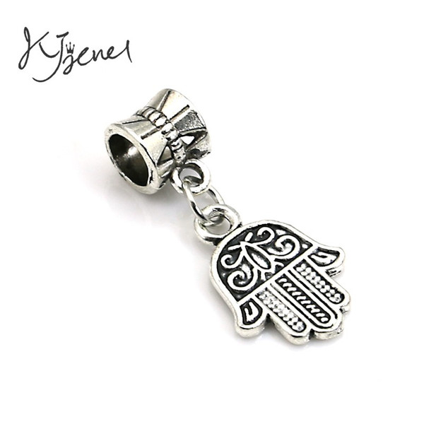 european charms 5pcs Tibetan Silver Plated Hamsa Hand Charm Beads European Charms Bracelet Jewelry DIY Jewelry Findings Handmade