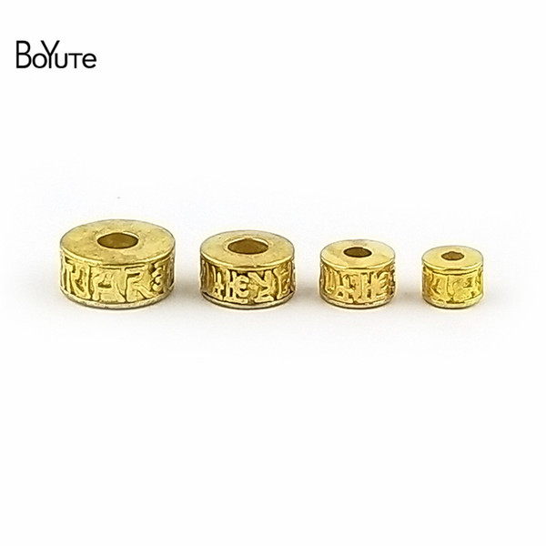 Fashion Jewelry Beads BoYuTe 20Pcs 5 7 9MM 11MM Metal Brass Spacer Nepal Beads Om Mani Padme Hum Six Words Diy Buddha