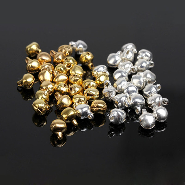 Fashion Jewelry Beads 6 8mm 12mm Gold/Silver Plated Jingle Bell Small Bells Fit Festival Jewelry Pendants Charm Beads D0115