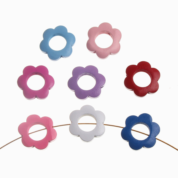 spacer beads 2016 Selling! 10Pcs Wooden ring Flower Shape Inner Diameter 13.5mm Care Toys 30mm DIY Bracelets Wood Spacer Beads