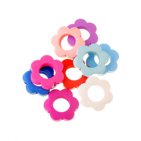 beads 10pcs 30mm Wood Dye Flower Beads For Baby DIY Crafts Kids Toys Spacer Beading Bead Jewelry Making DIY