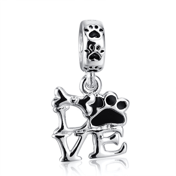 New! 925 Sterling Silver Charm Footprints Love Letter Pendant European Charms Silver Beads For Snake Chain Bracelet DIY Jewelry