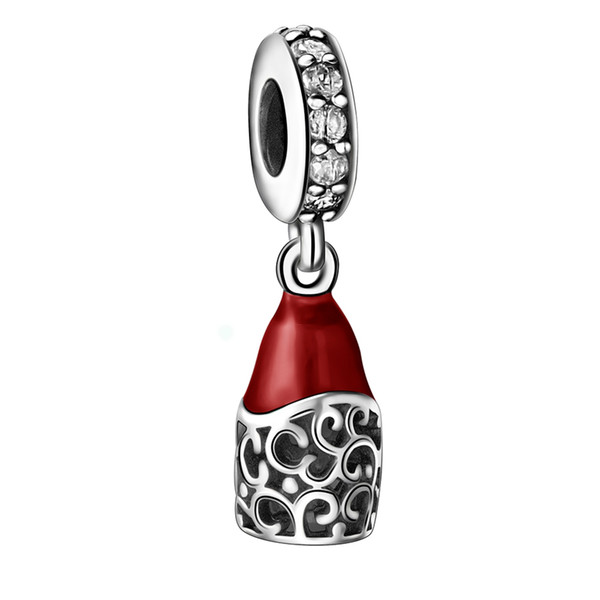 925 Sterling Silver Charms Red Enamel CZ Pendant European Charm Beads Fit Snake Chain Bracelet DIY Original Jewelry