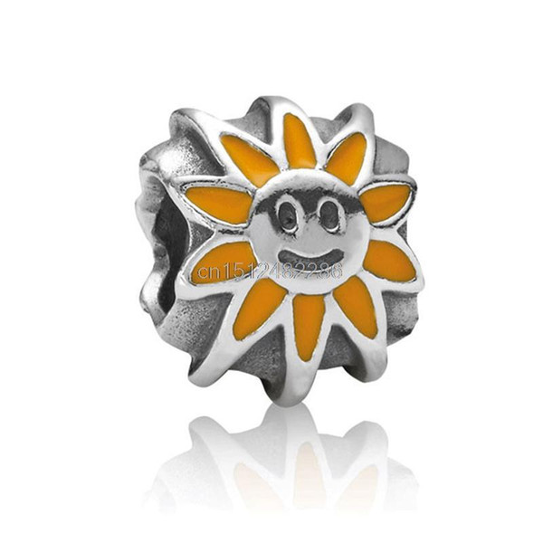 Free shipping Fashion Sunflower Smile 925 Sterling Silver European Bead Charms For Women Handmade Snake pandora Bracelet Bangle Jewelry