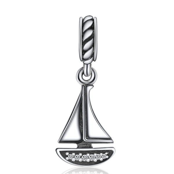 New!925 Sterling Silver Charms Sail Away Pendant European Charm Beads For Snake Chain Bracelet Bangle DIY Original Jewelry