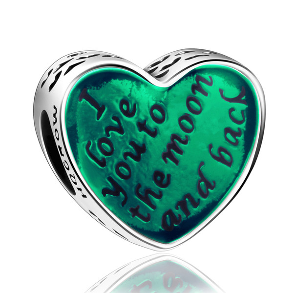 Romantic Charms 925 Sterling Silver Green hollow heart beads Charms Fit Bracelets & Necklaces Women Fashion Accessories