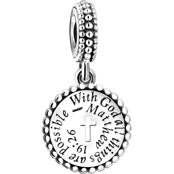 Hot Sale 925 Sterling Silver Symbol Of Faith Cross Pendant Clear CZ Beads Charms fit Bracelet Fashion Jewelry