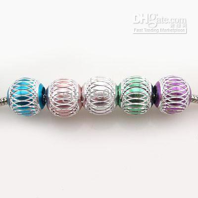 Free shipping 130x New Alloy Big Hole Mixed Color Spacer Beads Fit Charms Bracelet 15mm/Jewelry