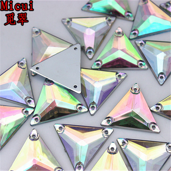 100PCS 16.5mm triangles AB Crystal Flatback Sewing Acrylic Rhinestone Strass Crystals Stones for Crafts Clothes ZZ230