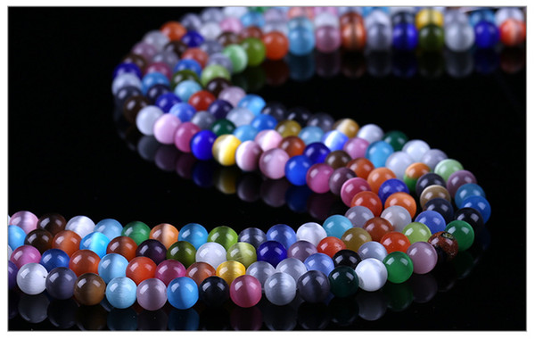 HOT SALE 7 sizes multicolor cat eye loose round glass beads string FOR NECKLACE BRACELET DIY JEWELRY MAKING