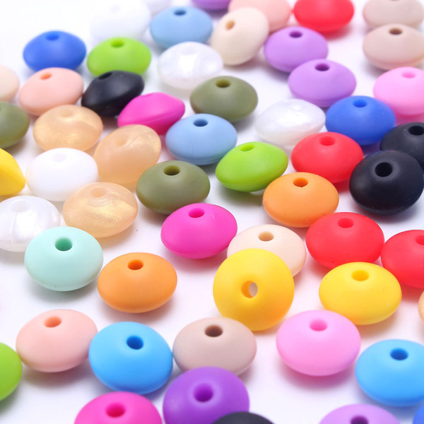 Wholesale 100PCS/Lot 100% BPA Free Food-Grade DIY Silicone Chew Beads 12MM Spacer Soft Silicone Teething Beads Baby Necklace&Bracelet Made