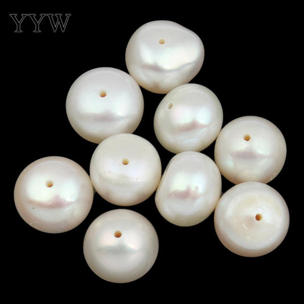 Natural Freshwater Pearl Loose Beads Button white 9-10mm Hole:Approx 0.8mm 10PCs/Bag Sold By Bag