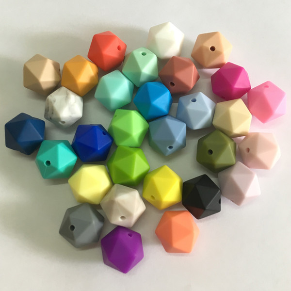 19.5mm Icosahedron Silicone Loose Beads BPA Free 100% Food Grade Non-Toxic Silicone Icosahedron Beads Mom DIY Teething Baby Chewable Beads