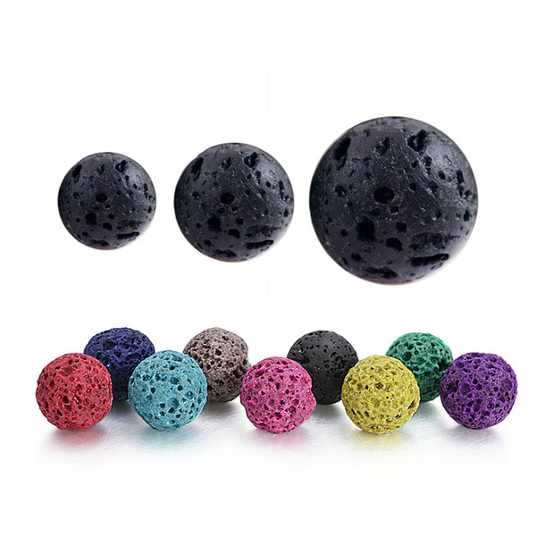 16mm/10mm/8mm Natural Stone Lava Beads For Diffuser Necklace Locket Necklace Essential Oil Jewelry Women Gift