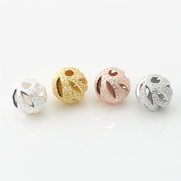 6mm Gold & Silver Color 925 Sterling Silver Beads Fine Spacer Loose Hollow Beads Charms for Jewelry Handmade Findings Wholesale