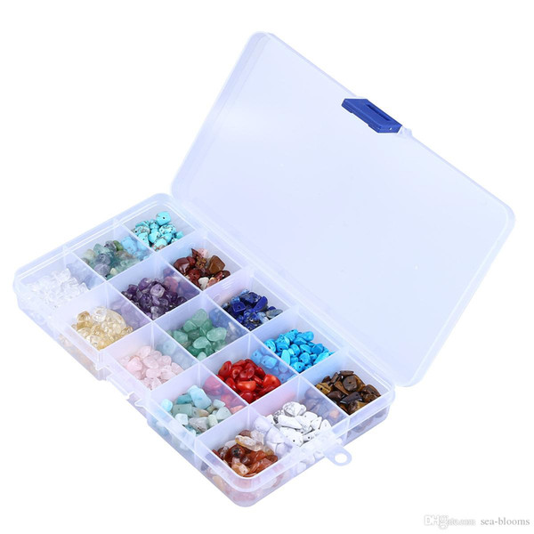 15 Colors Natural Stone Beads Crystal Energy Stone Irregular Gemstone Beads With Storage Box For Jewelry Making DIY Christmas Gift D825L R