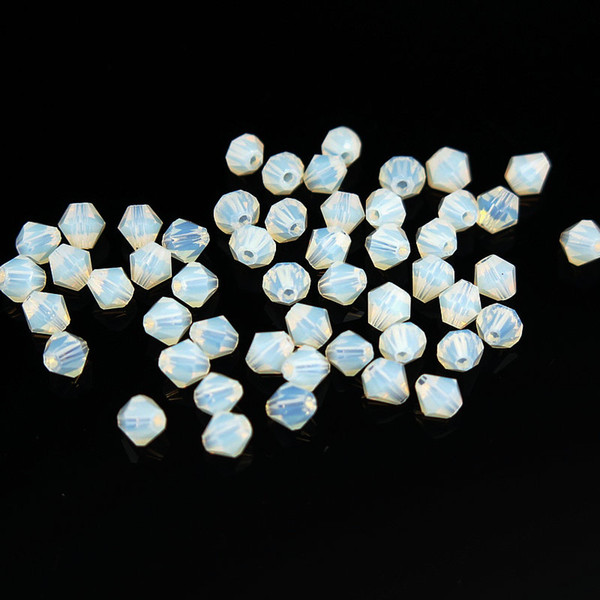 TianBo 100pcs Opal Color 4mm Bicone Crystal Beads Glass Beads Loose Spacer DIY Jewelry Making Austria Crystal