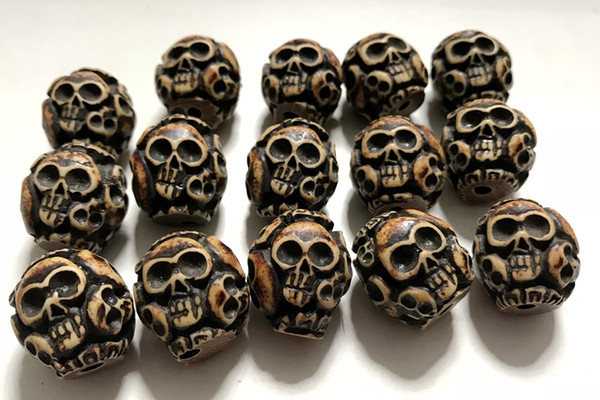 Free Shipping YQTDMY Free Shipping YQTDMY 50 pcs Fashion Imitation Carving Horror Skeleton Rock Skull Head Beads