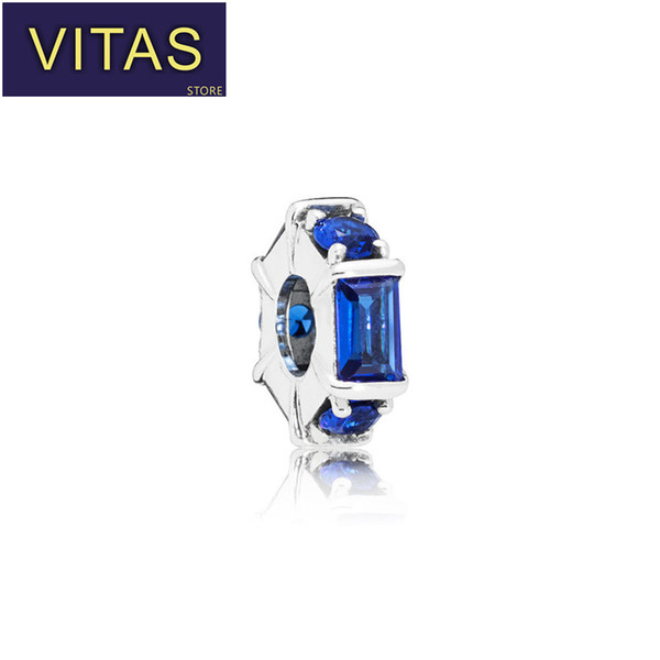 Vitas PANS925 Sterling Silver Necklace Bracelet Beaded Blue Dazzling Zircon Necklace Beaded Lady Couple Holiday Gift