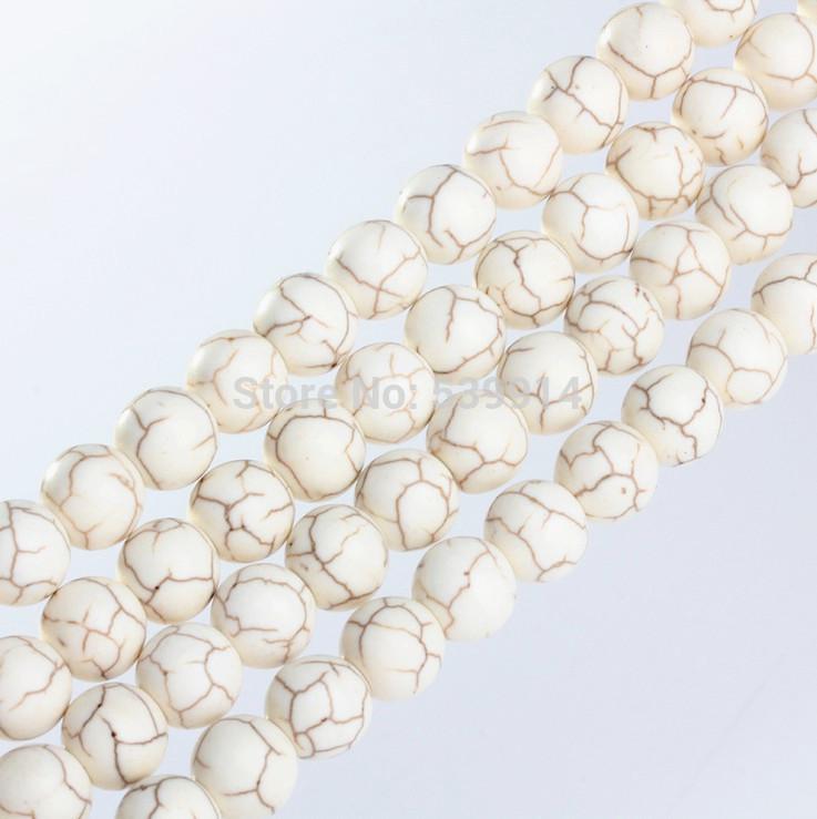 Free shipping Natrual White Turquoise 4MM 6MM 8MM 10MM 12MM Round Stone Beads Loose Strand. Natural Stone Jewelry Beads