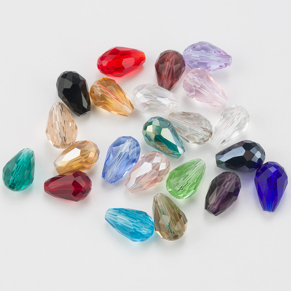 Top Quality 6X8MM,8X10MM Crystal Tear Drop Shape Beads Glass Beads Loose Spacer Round For Jewelry Making DIY 24 colors