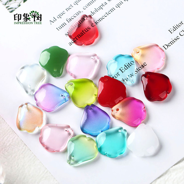 Crabapple Flower Petal Lampwork Beads Gradient Color 14x16mm Glass Beads Handmade For Necklace DIY Jewelry Making 16032