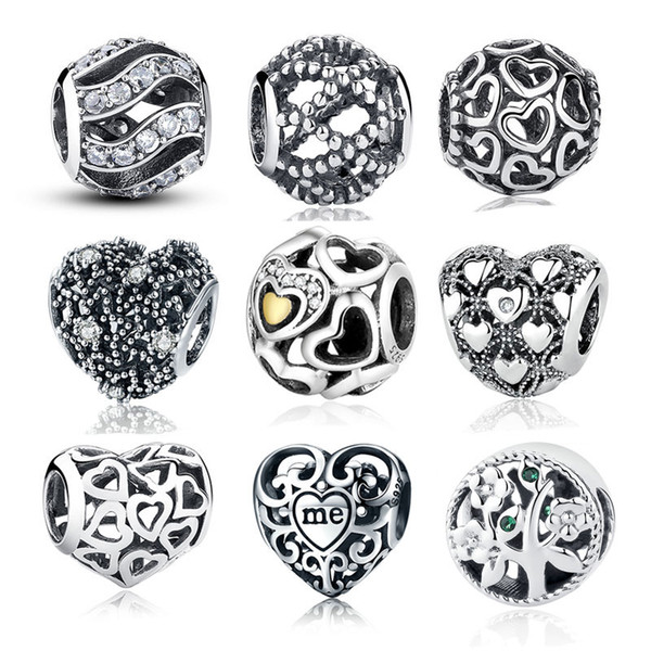 925 Sterling Silver Love All Around CZ Beads Fit Pan Charms Silver 925 Original Bracelet Beads & Jewelry Making WEUS065