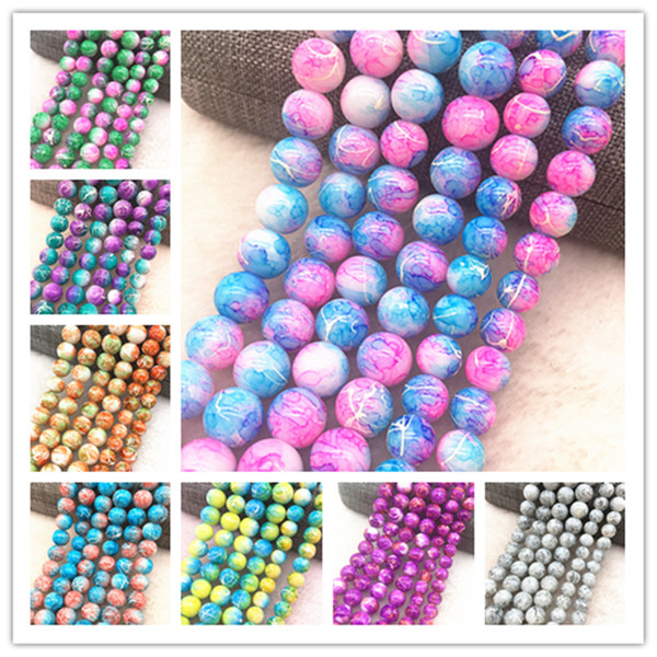 Wholesale 4mm Glass Beads Round Loose Spacer Beads Pattern For Jewelry Making DIY Bracelet Necklace