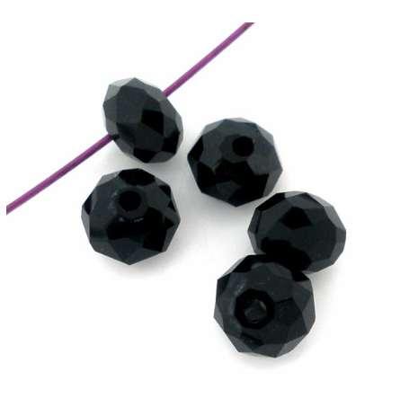 DoreenBeads Glass Loose Beads Flat Round Black Faceted About 4mm(1/8