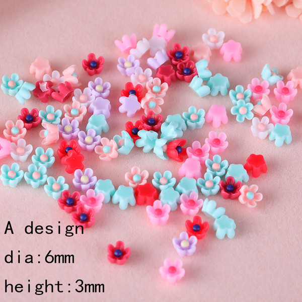 30pc/lots 6mm/9mm Variety Color Mixed Flatback Tiny Cute Resin Flowers Cabochon Beads For Scrapbook Jewelry Decoration Accessory