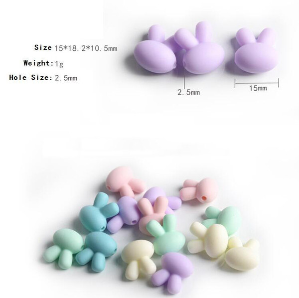 100PC/lot/color Loose Rabbit Silicone Baby Teething Beads 17mm BPA Safe Food Grade for Nursing Chewing Silicone Beads Necklace