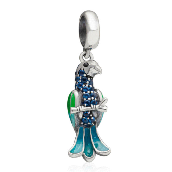 Fit Pandora bracelets Colourful Enamel Parrot Pendnat Beads Original 925 Sterling Silver Charms Fine Jewelry wholesale