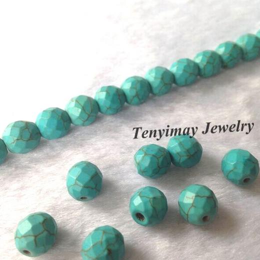 New Arrival 8mm Faceted Turquoise Beads For DIY Wholesale 5 Strands/Lot(50pcs/strand)