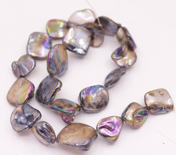 15-20mm Rainbow Black Mother of Pearl Shell Loose Beads Jewelry Making 15 inches Long