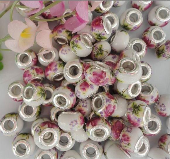 500pcs of 925 Silver beautiful Flowe beads Murano beads double holes fit charms bracelets