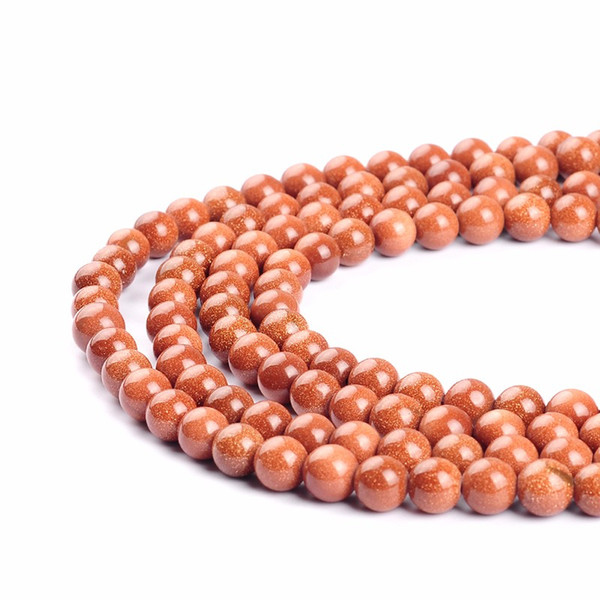 4mm 6mm 8mm 10mm Round Goldstone Loose Natural Gold Sand Stone Beads 15