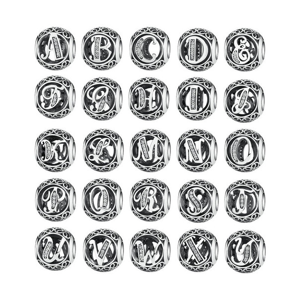 Authentic 925 Sterling Silver Vintage A-Z Letter Alphabet Charms Fit Original WST Charm Bracelets & Bangles Silver Jewelry