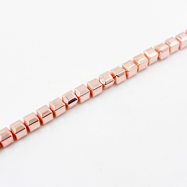 1 Strand/lot Drop Shipping Rose Gold Cube Loose Beads Natural Stone Hematite Beads DIY accessories For Jewelry Making CPHB1027