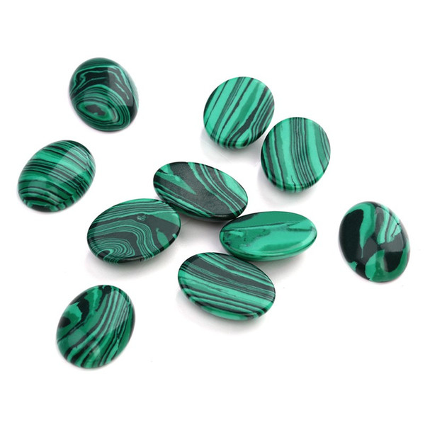 10pcs/lot 10*14/13*18/18*25mm Malachite Cameo Cabochon Natural Stone Beads Diy Cabochon Setting Findings Jewelry Making F5019