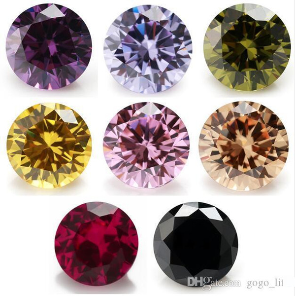 50pcs Multi Size 0.8~10.0mm 8 Colors Mix Color Per Color Black Pink Purple Loose Cubic Zirconia Red