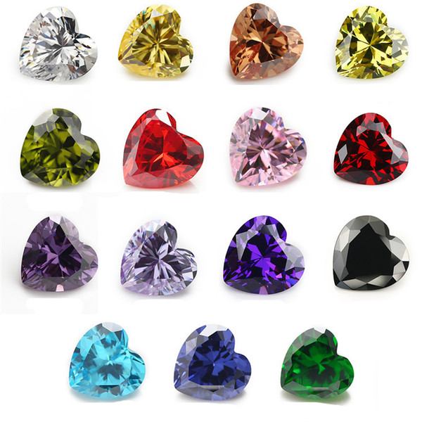 wholesale Luxury 30 PCS/ bag 4*4 mm mix color heart Faceted Cut Shape 5A Loose Cubic zirconia beads for jewelry diy free shipping