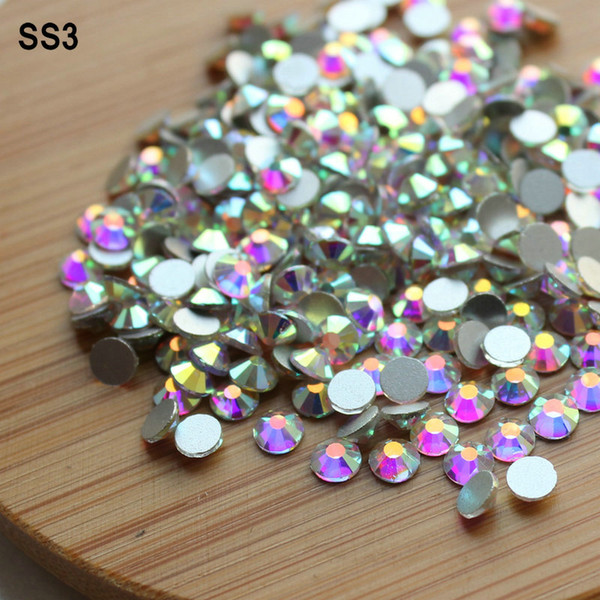 Hot Sale!SS3(1.3-1.5mm)1440pcs/bag Crystal AB Non Hot Fix FlatBack Rhinestones Glue-on Crystal Nail Art Stone for Fashion DIY