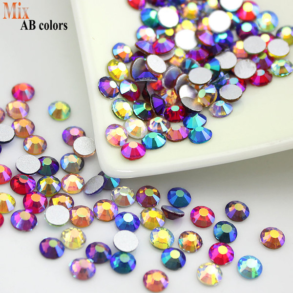 New Products Release Mixed AB Colors All sizes Non Hotfix Flatback Glass Rhinestones Nail Rhinestone For Nails Gems